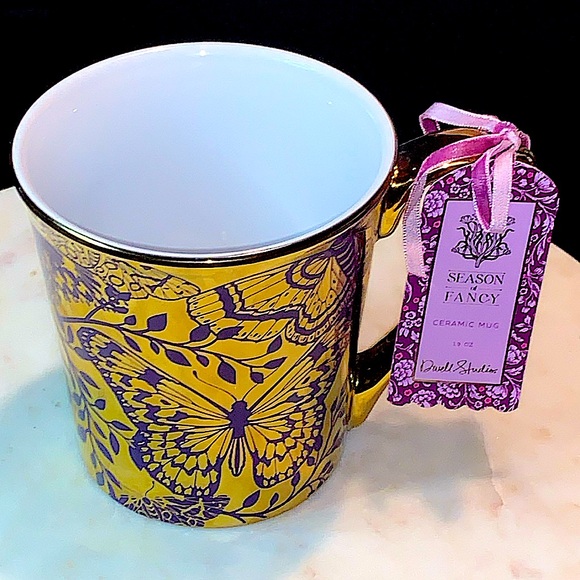 DWELL STUDIO CUP MUG BUTTERFLY PURPLE GOLD NEW 19 oz - Picture 1 of 6